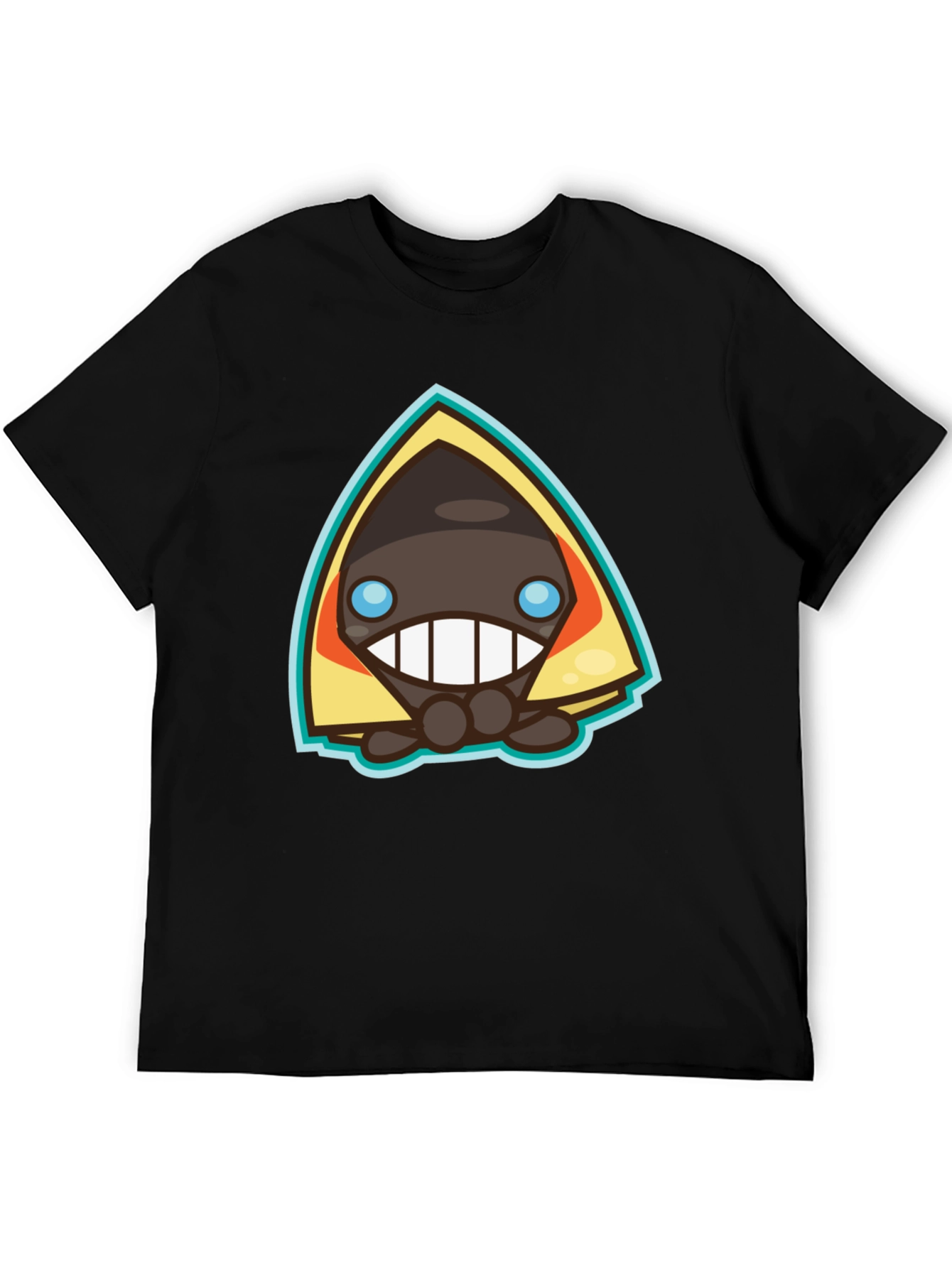 Mens Black Graphic Tee - Cartoon Character