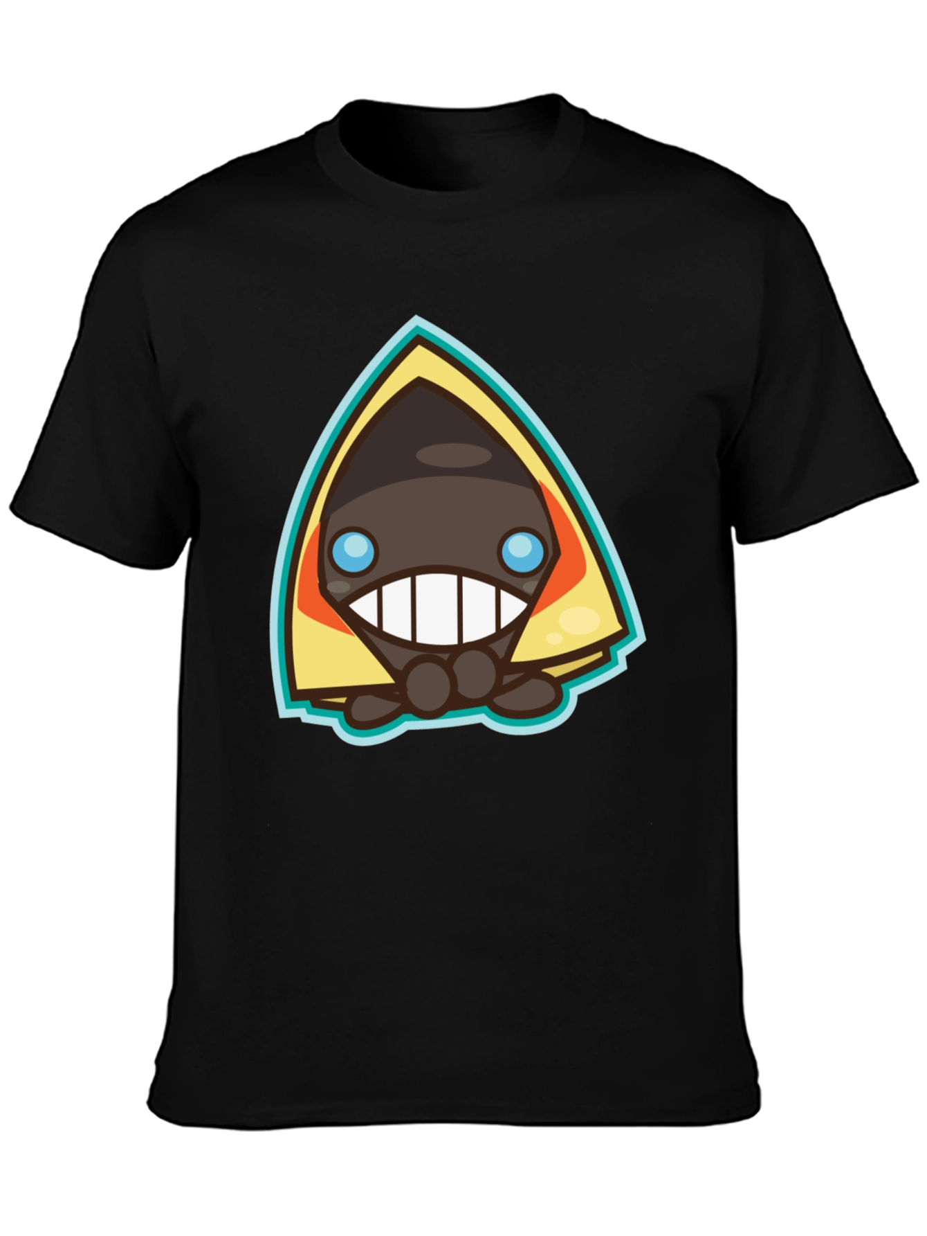 Mens Black Graphic Tee - Cartoon Character