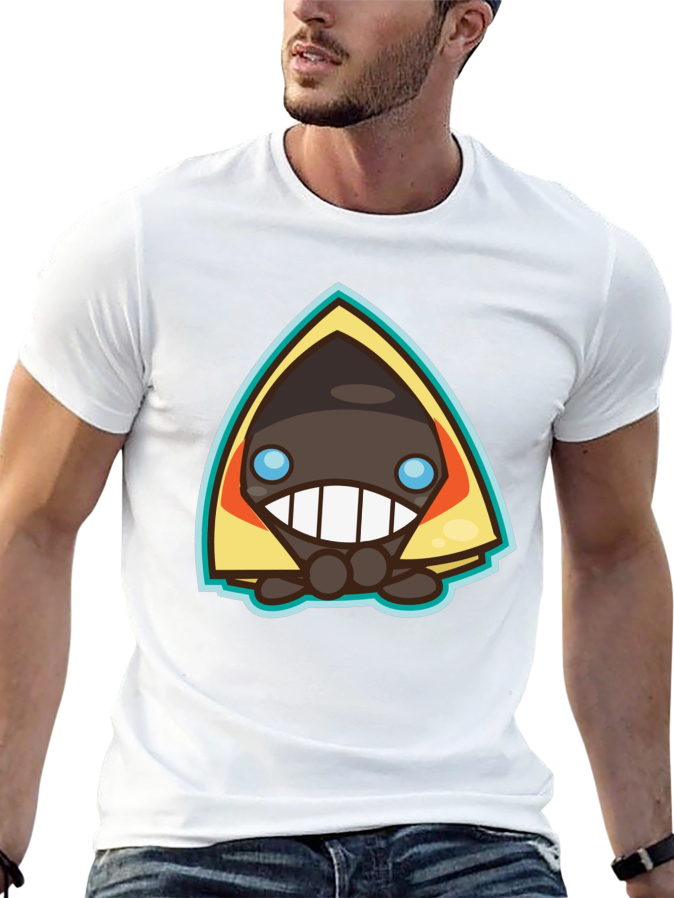 Mens Black Graphic Tee - Cartoon Character