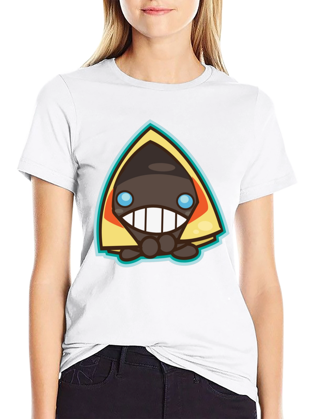Mens Black Graphic Tee - Cartoon Character