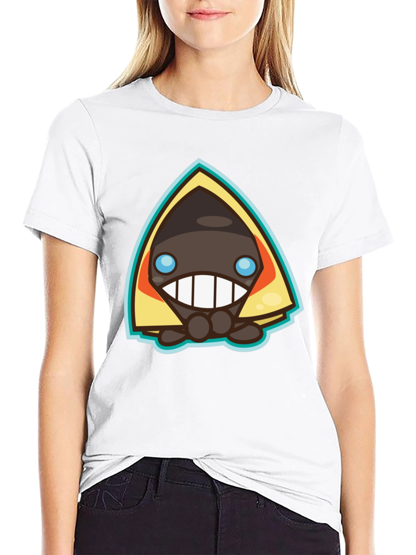 Mens Black Graphic Tee - Cartoon Character