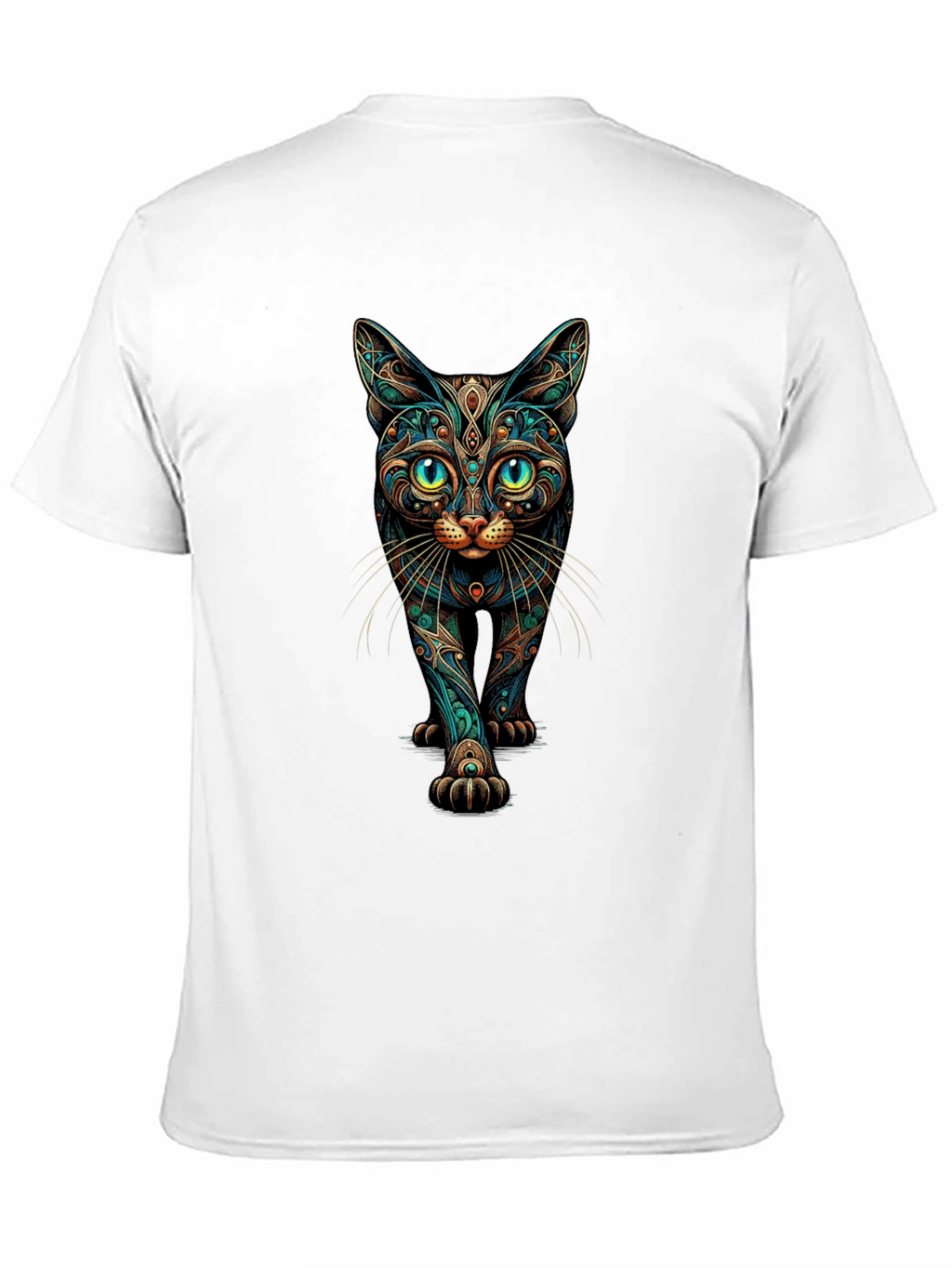 Mystic Cat Graphic Print Black T-Shirt