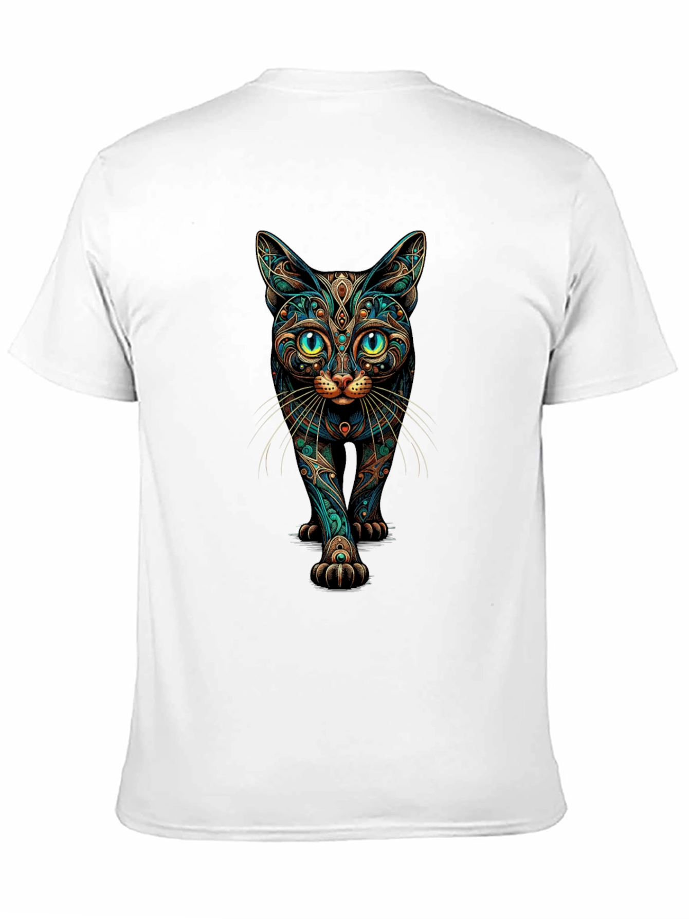 Mystic Cat Graphic Print Black T-Shirt