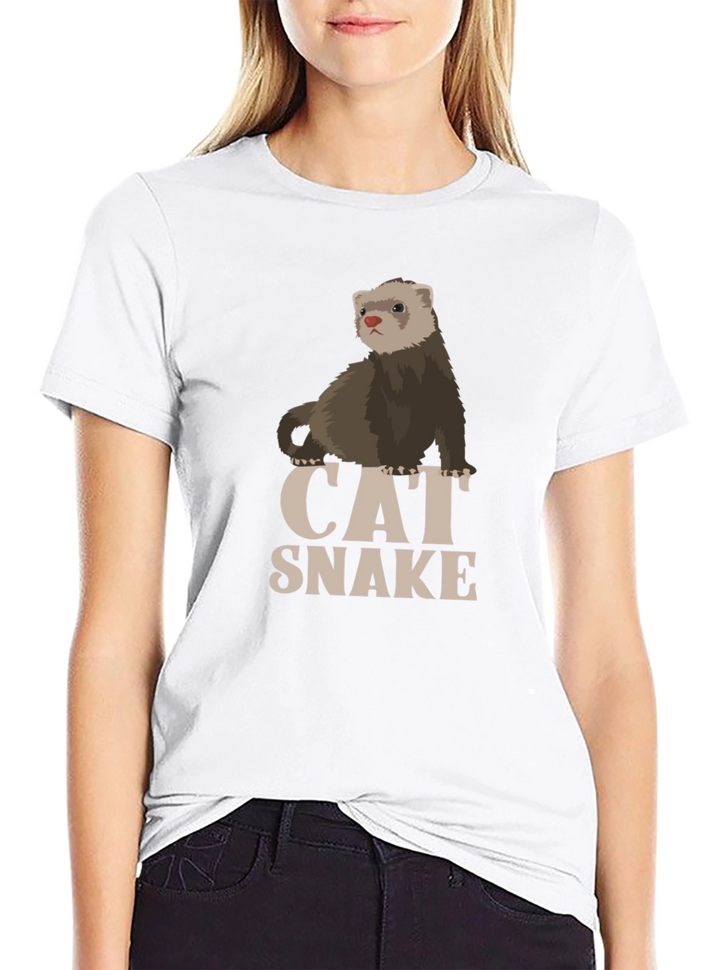 Cat Snake Ferret T-Shirt - Novelty Graphic Tee