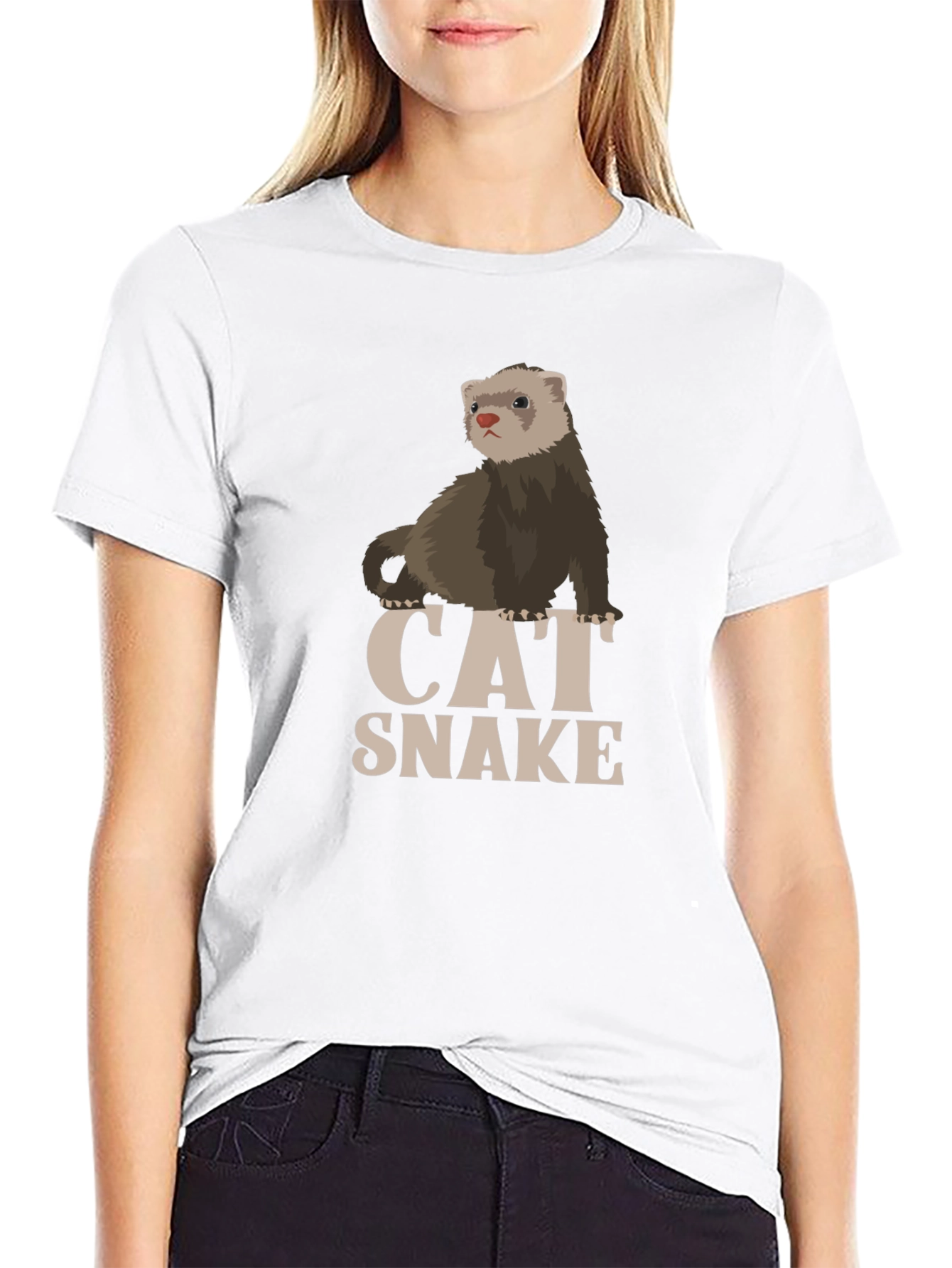 Cat Snake Ferret T-Shirt - Novelty Graphic Tee