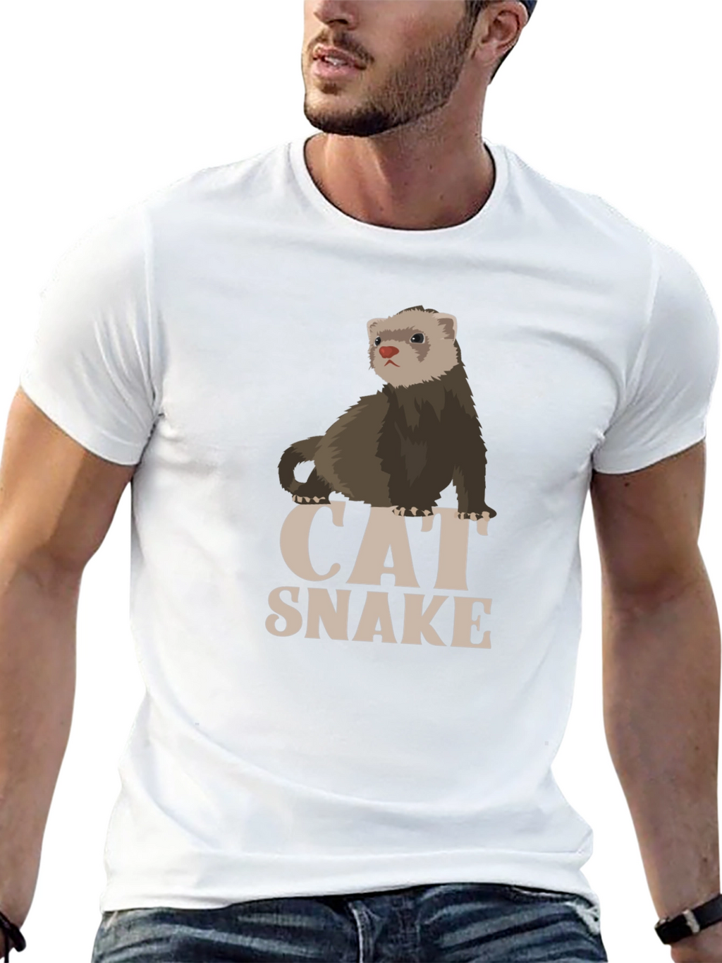 Cat Snake Ferret T-Shirt - Novelty Graphic Tee