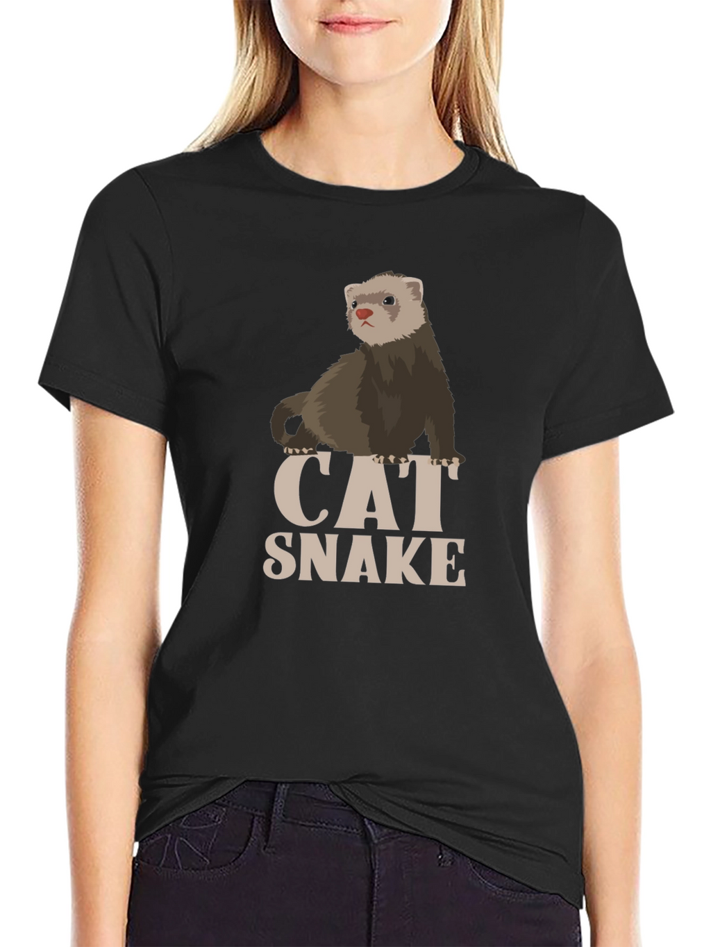 Cat Snake Ferret T-Shirt - Novelty Graphic Tee