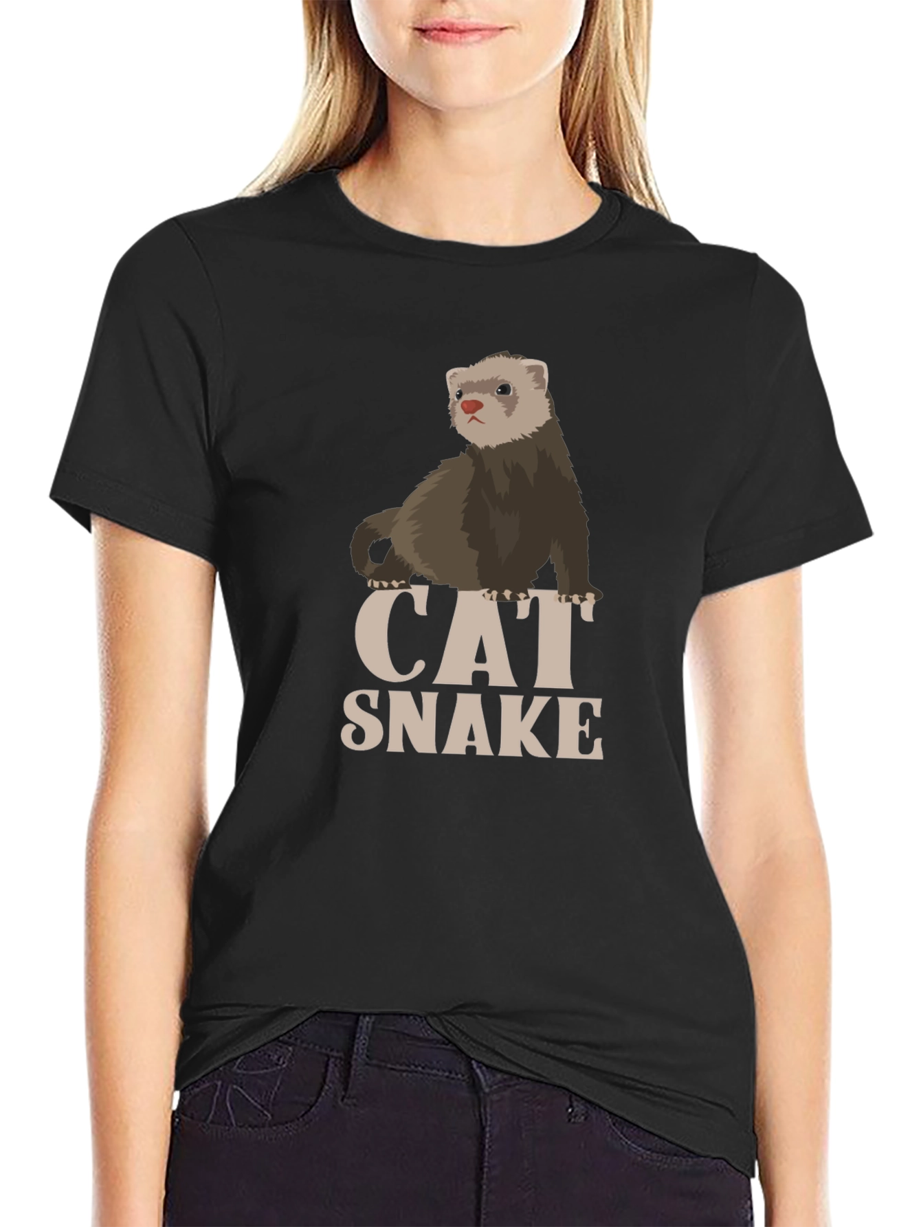 Cat Snake Ferret T-Shirt - Novelty Graphic Tee