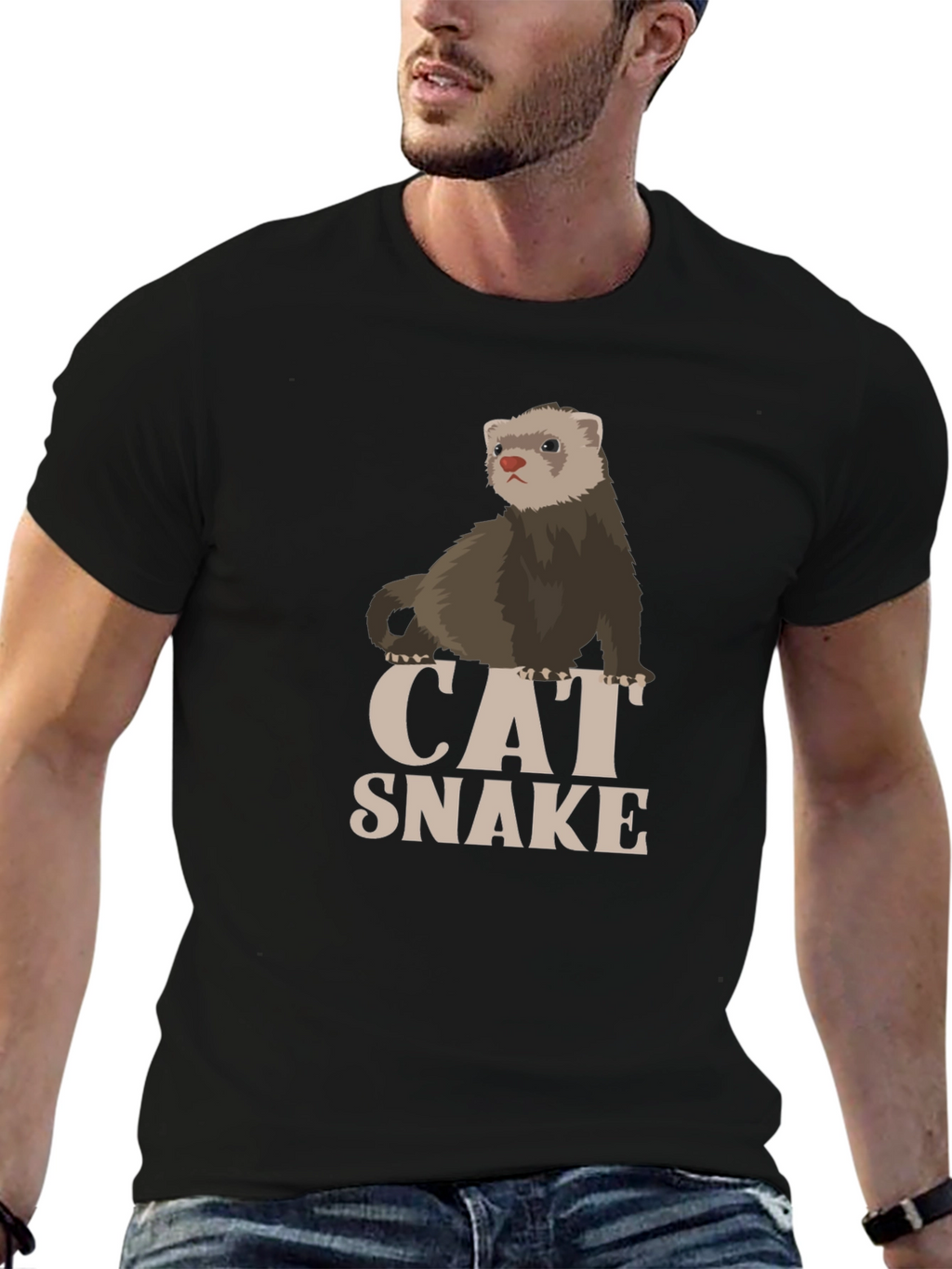 Cat Snake Ferret T-Shirt - Novelty Graphic Tee