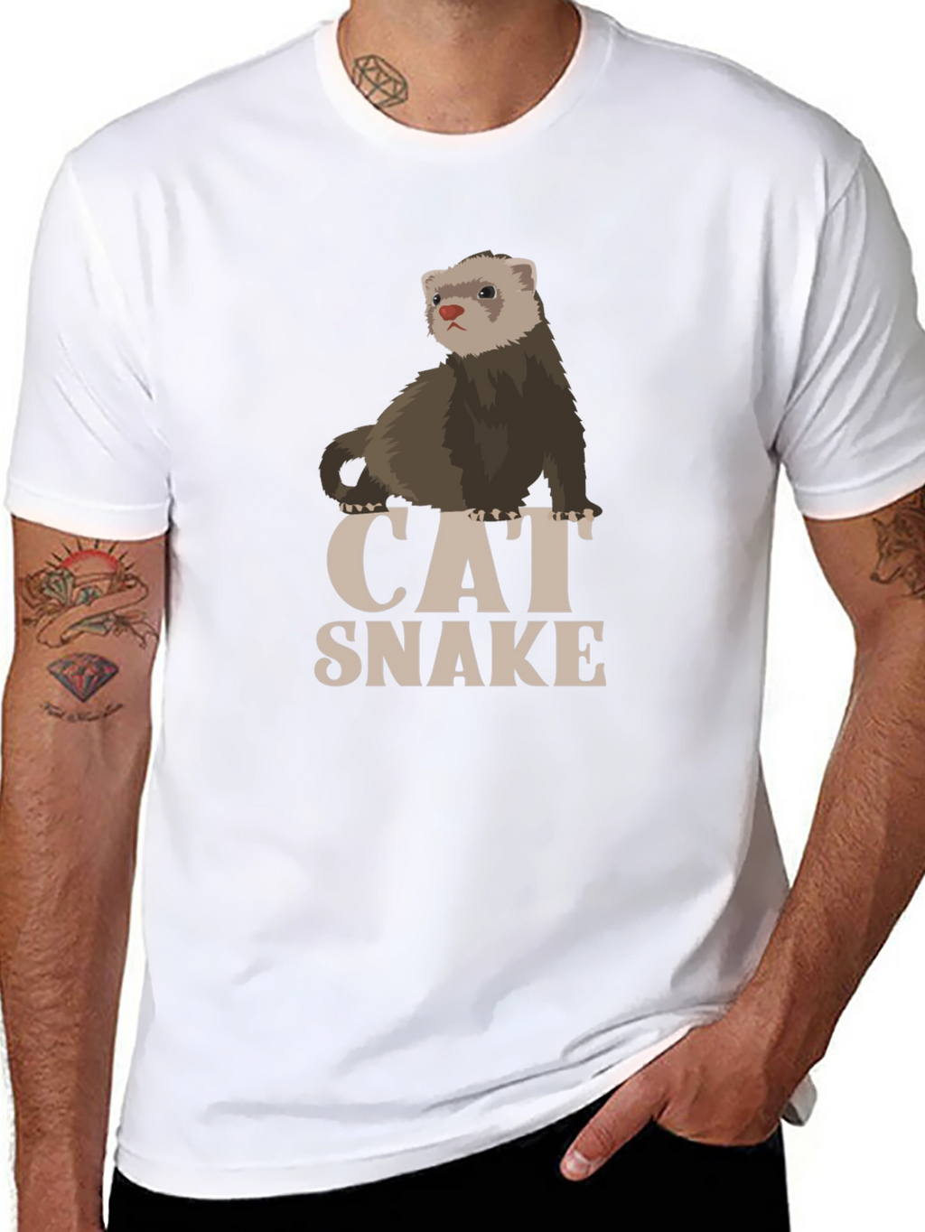 Cat Snake Ferret T-Shirt - Novelty Graphic Tee