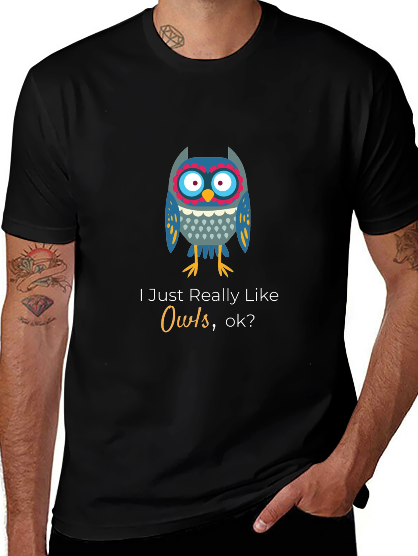 Owl Lover Black T-Shirt - Unisex Soft Cotton Tee