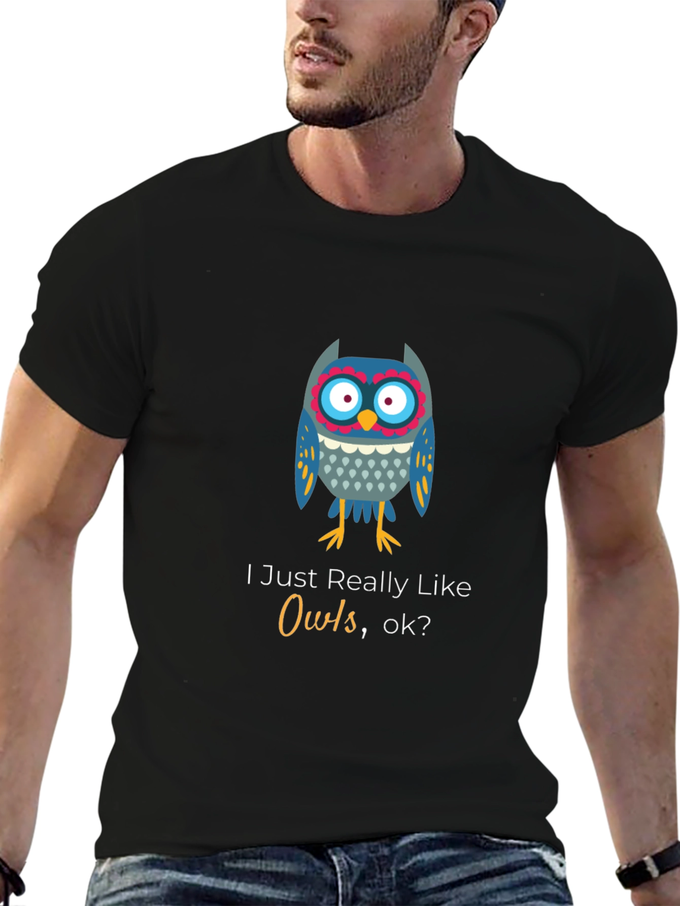 Owl Lover Black T-Shirt - Unisex Soft Cotton Tee