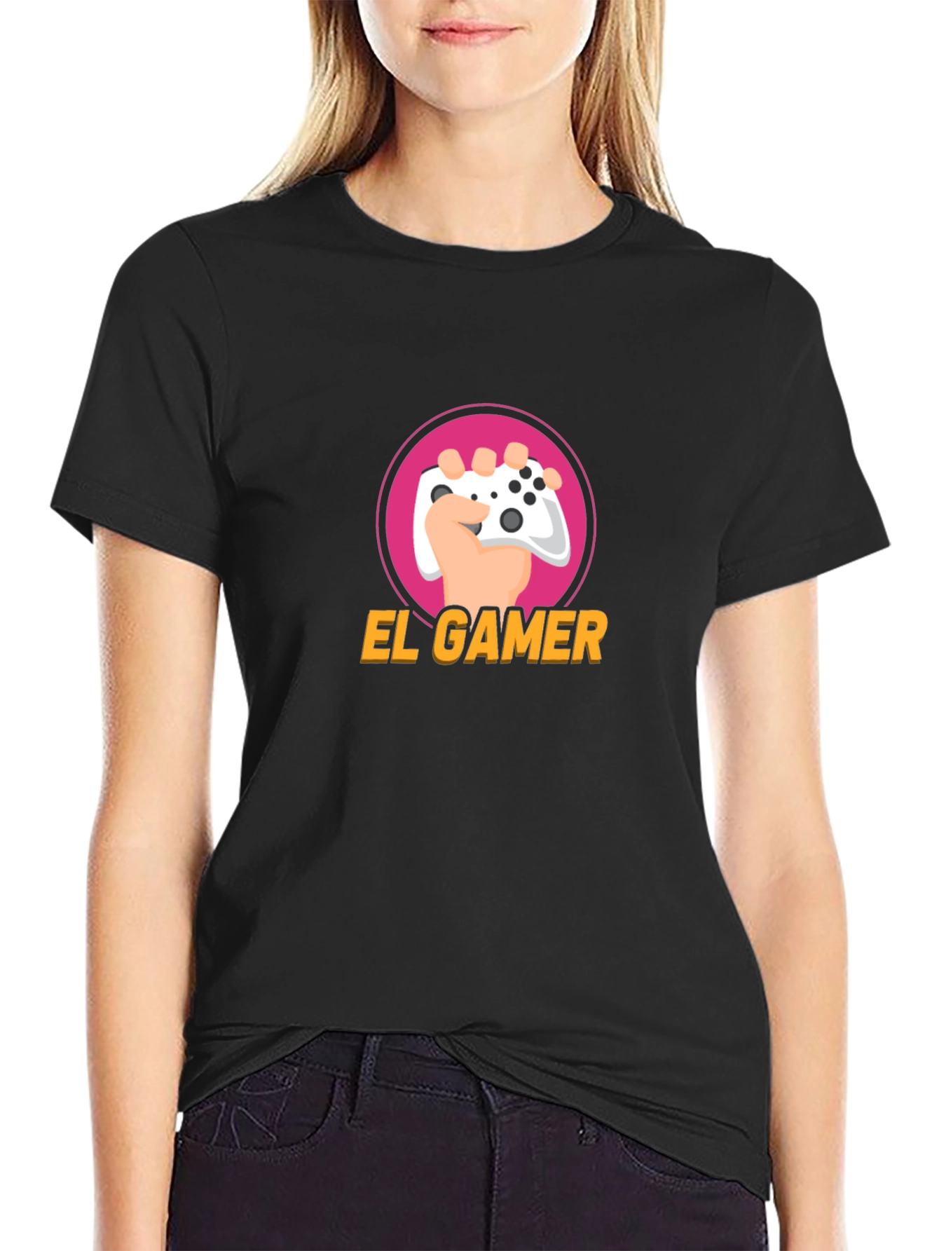 El Gamer Black T-Shirt - Gaming Controller Design