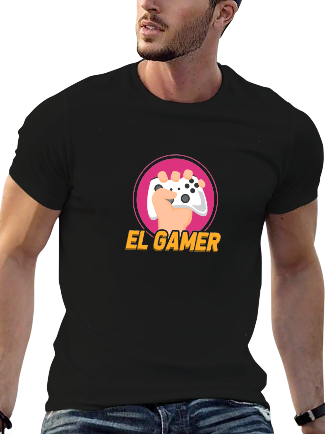 El Gamer Black T-Shirt - Gaming Controller Design