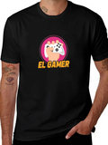 El Gamer Black T-Shirt - Gaming Controller Design
