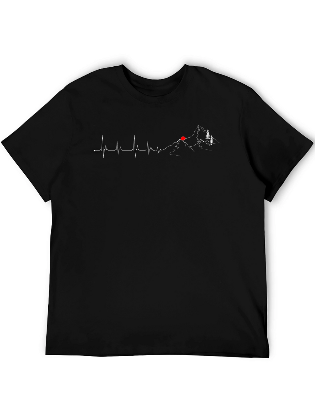 Heartbeat Mountain Graphic Tee - Black Cotton Blend