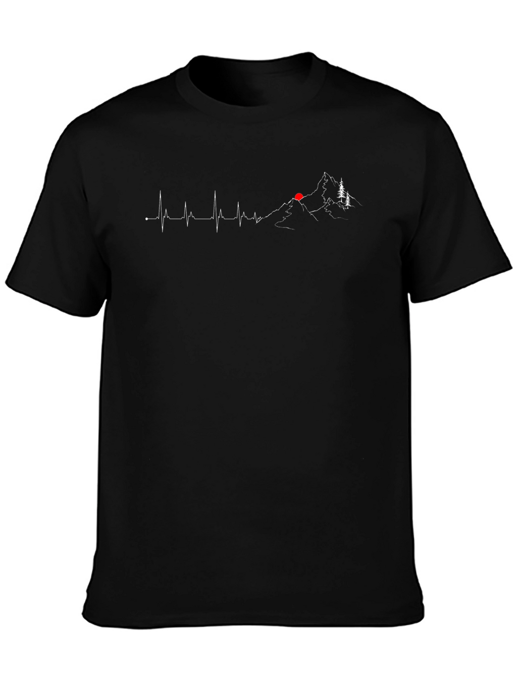 Heartbeat Mountain Graphic Tee - Black Cotton Blend