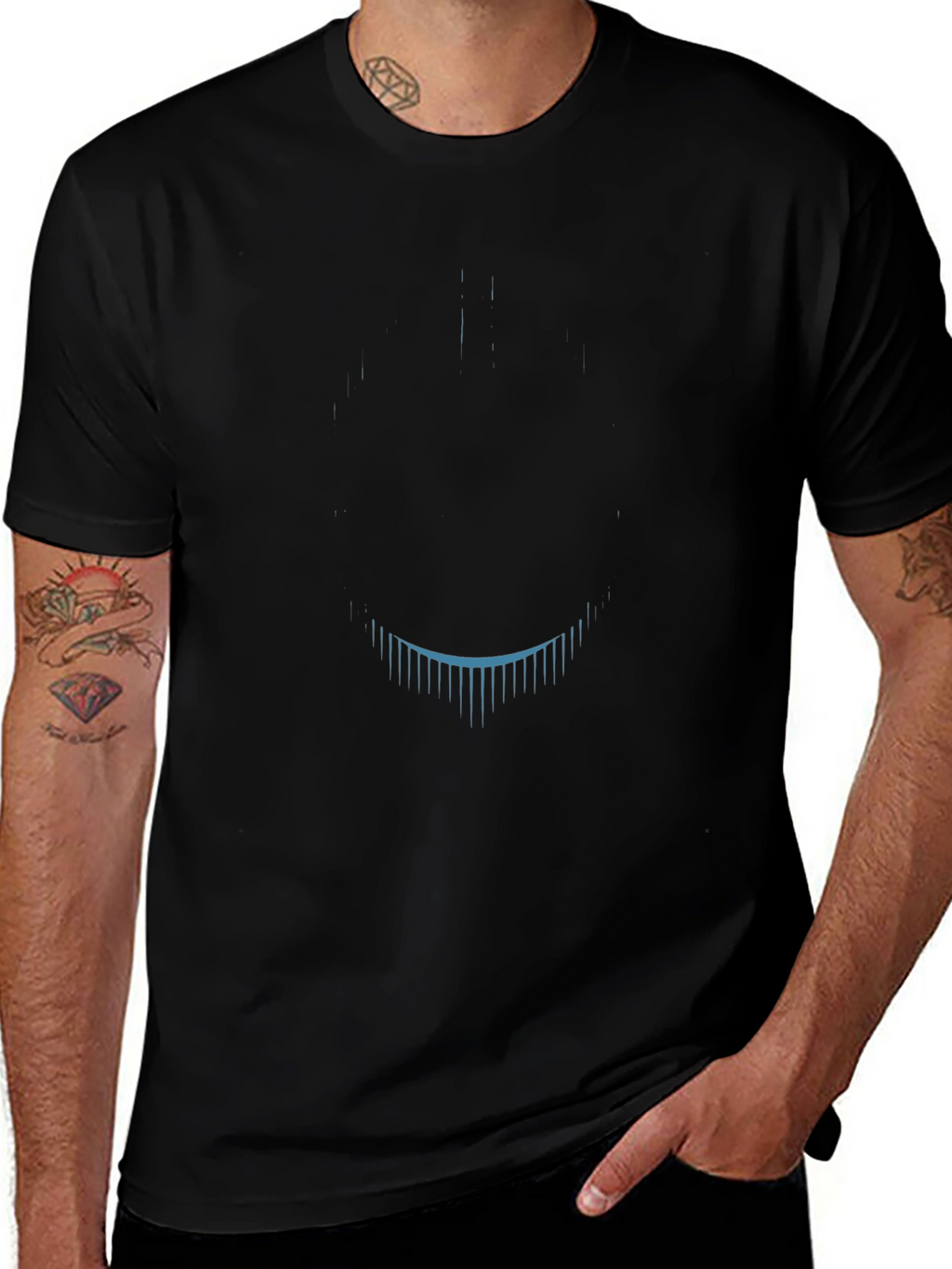 Mens Black Graphic Tee - Modern Design