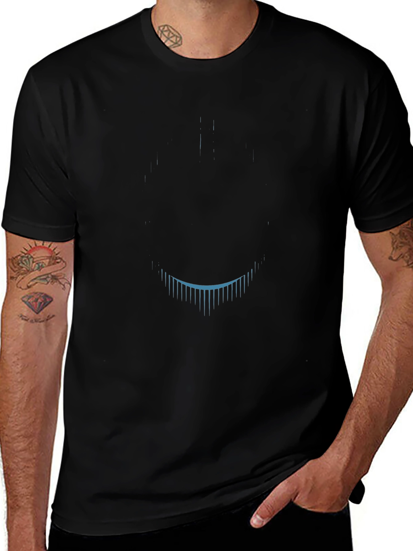 Mens Black Graphic Tee - Modern Design