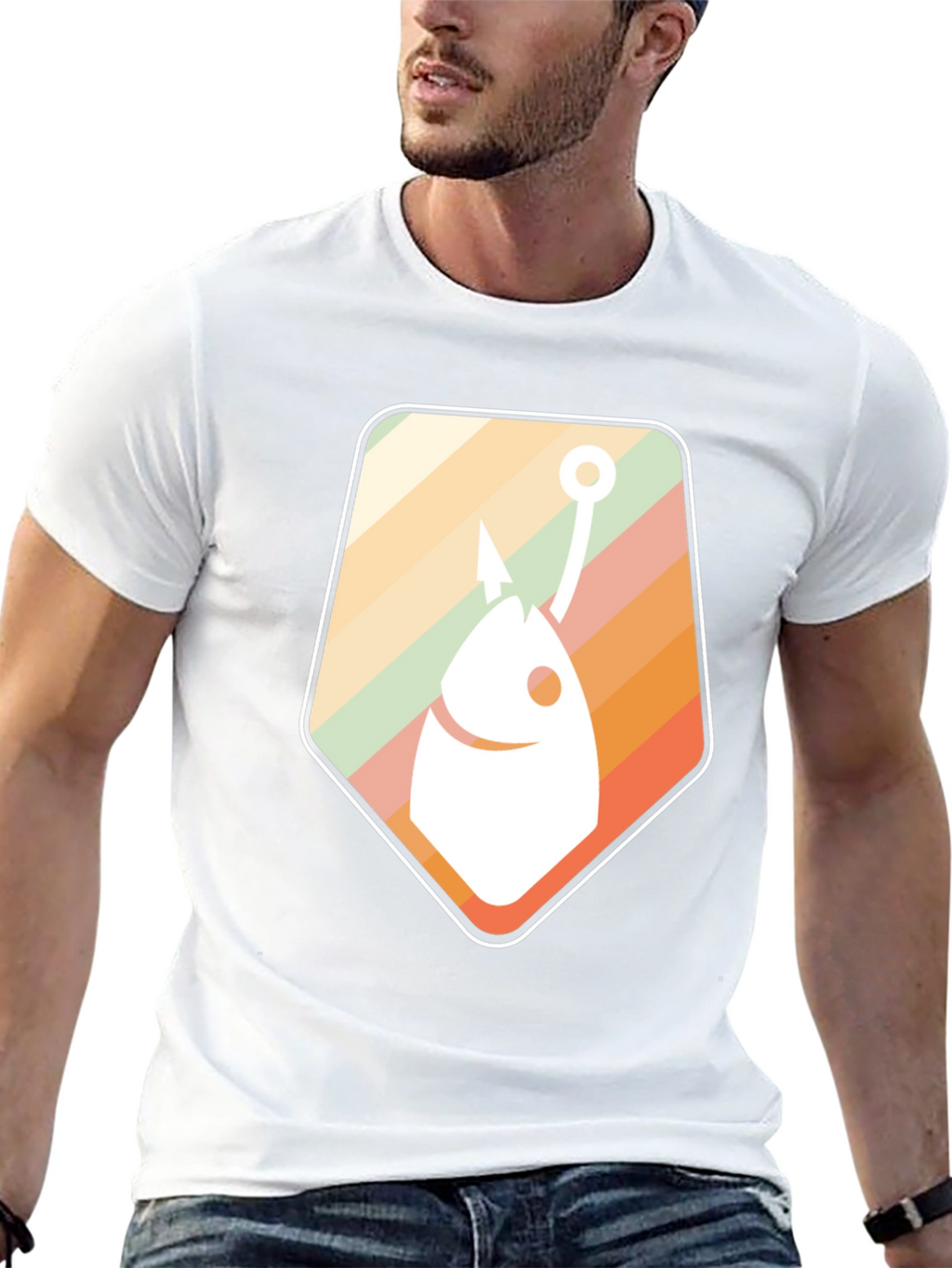 Retro Fish Hook Graphic Tee - Cool Fishing T-Shirt