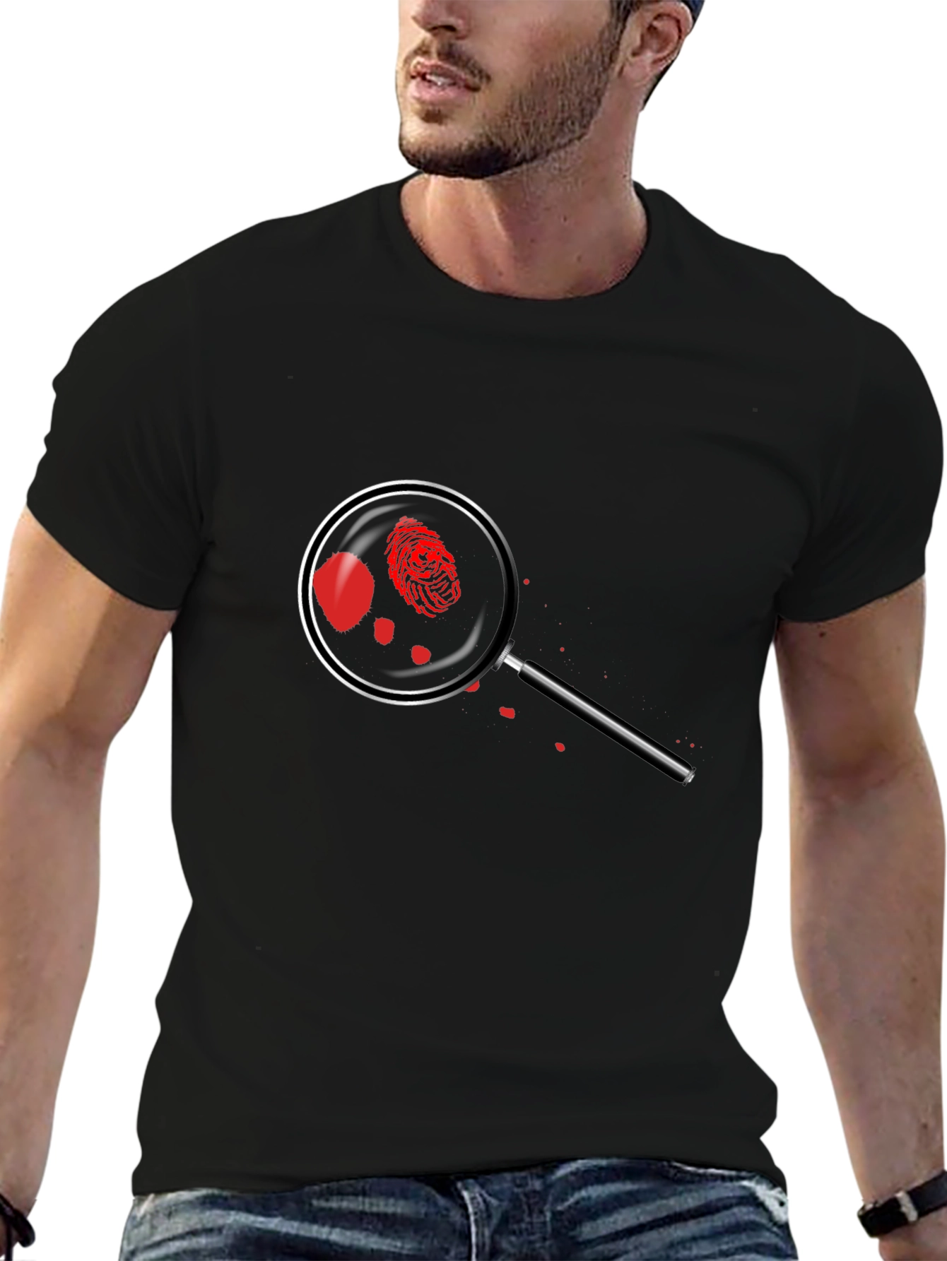 Crime Scene T-Shirt - Detective Magnifying Glass Design