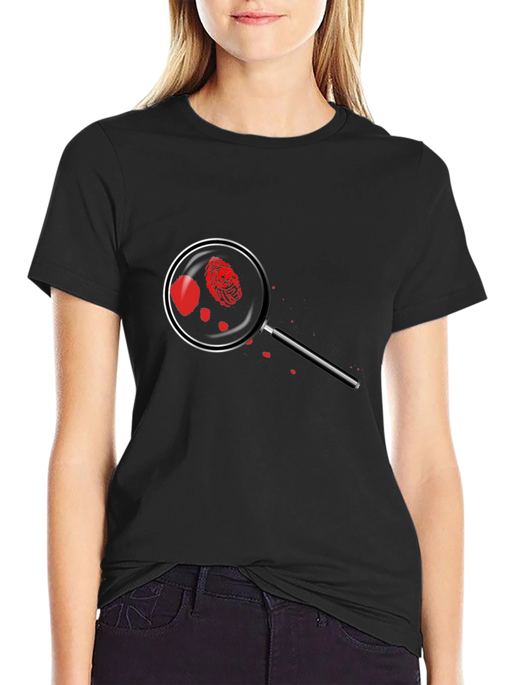 Crime Scene T-Shirt - Detective Magnifying Glass Design