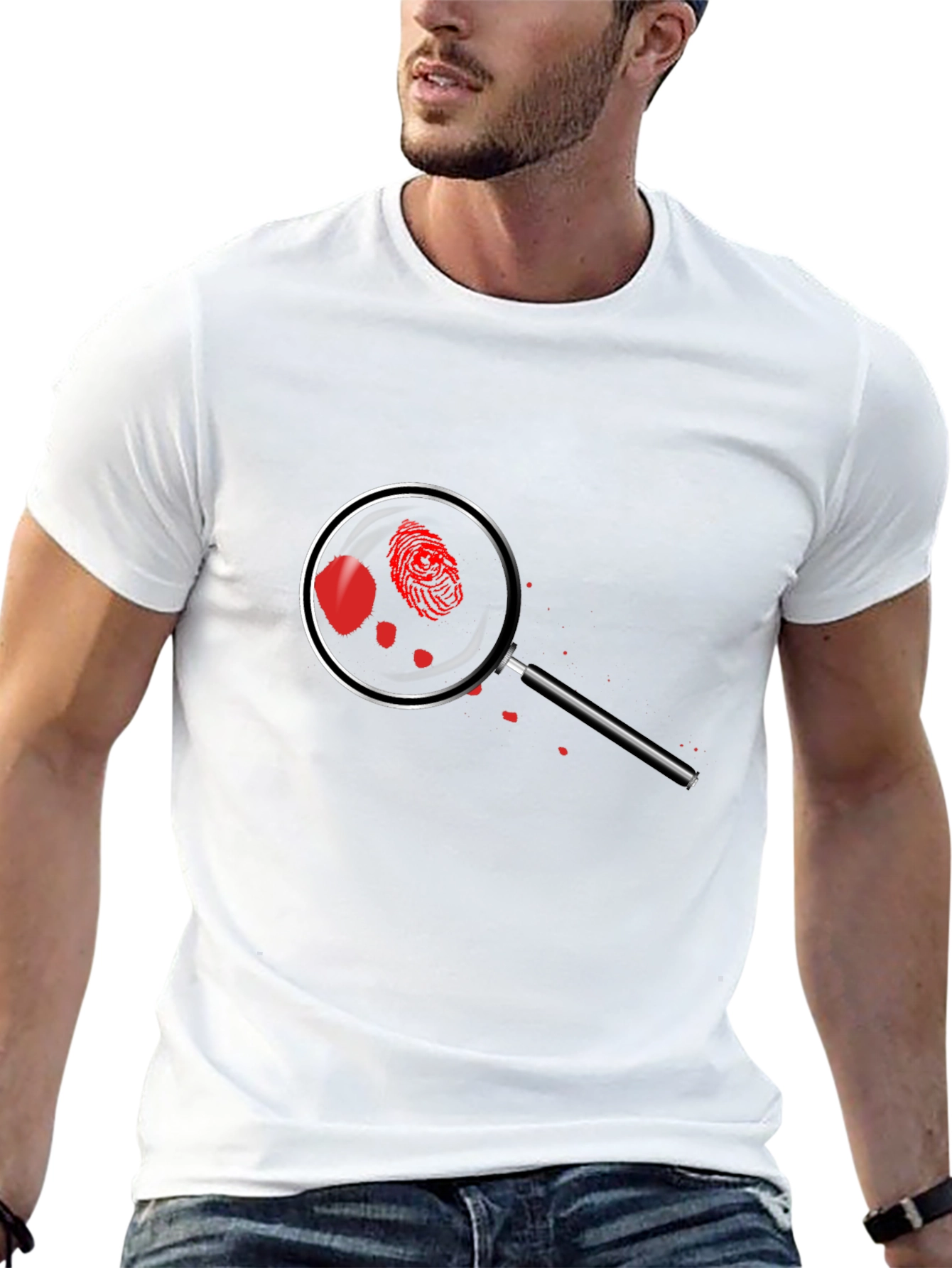 Crime Scene T-Shirt - Detective Magnifying Glass Design