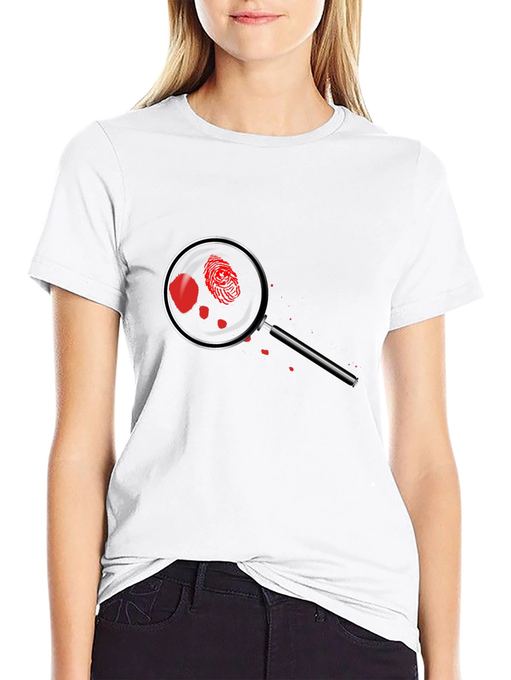 Crime Scene T-Shirt - Detective Magnifying Glass Design
