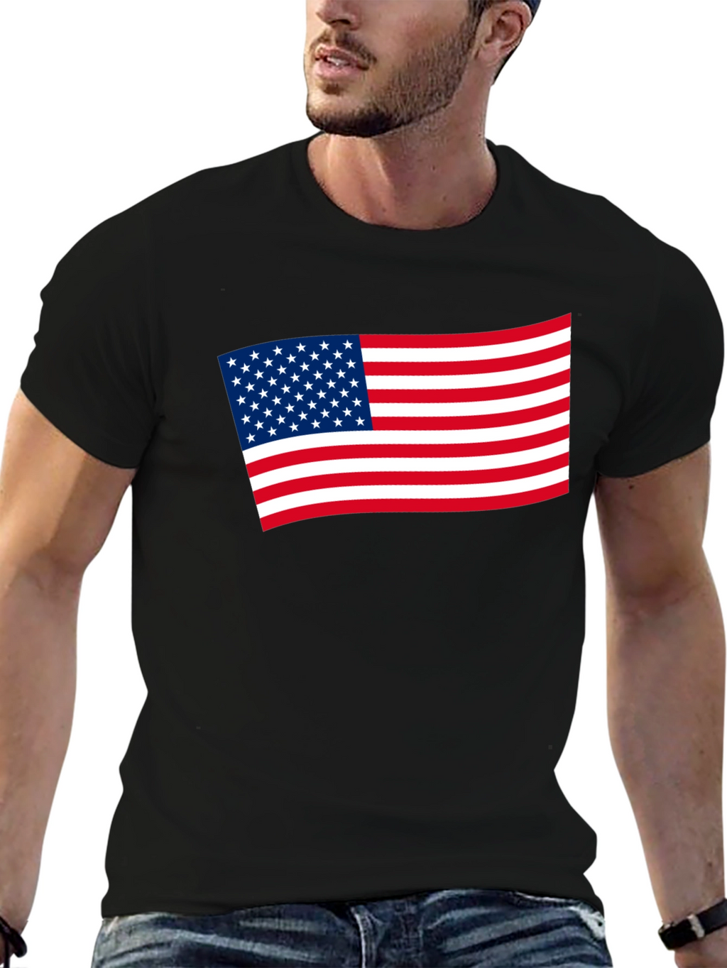 American Flag Graphic Tee - Black Patriotic Shirt