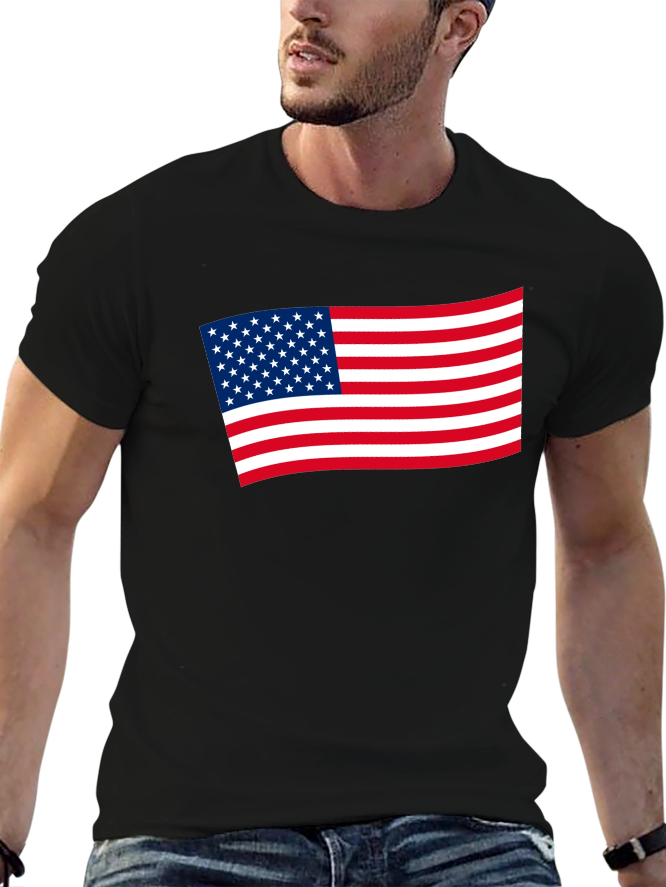 American Flag Graphic Tee - Black Patriotic Shirt