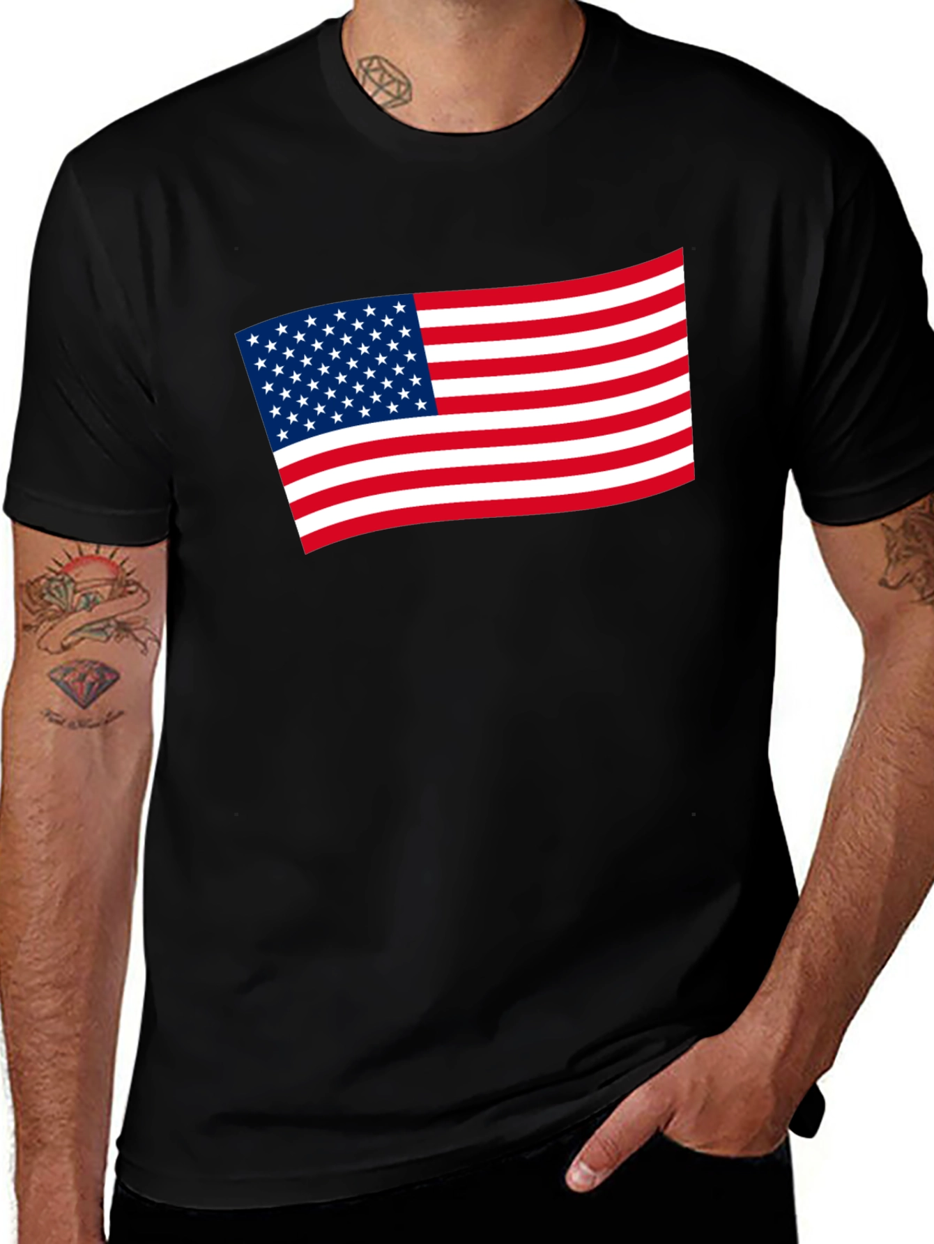 American Flag Graphic Tee - Black Patriotic Shirt