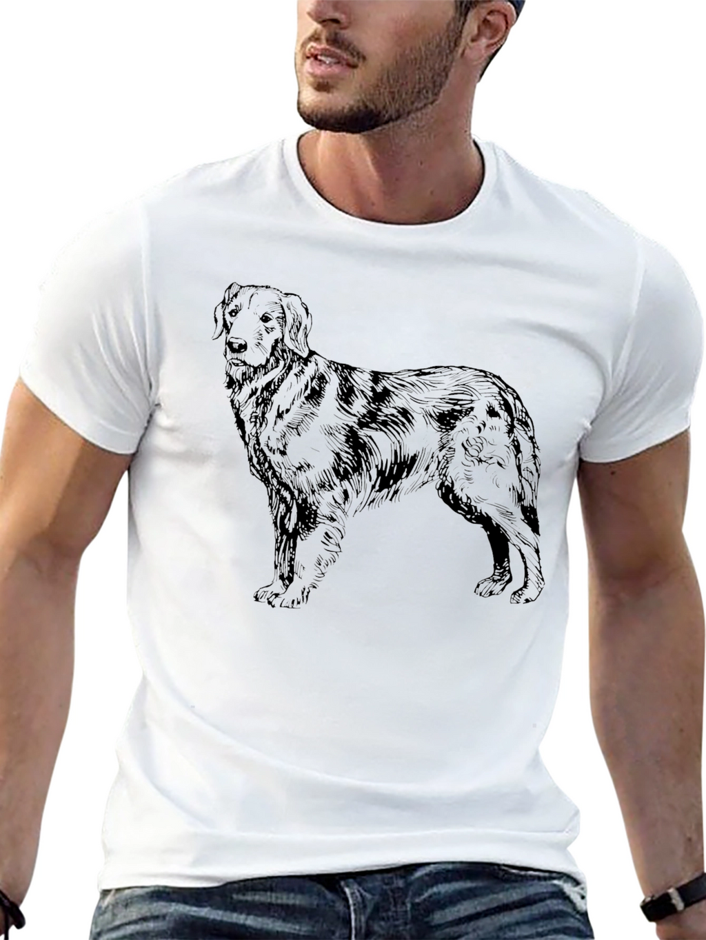Black Dog Sketch Graphic Tee - Casual Style