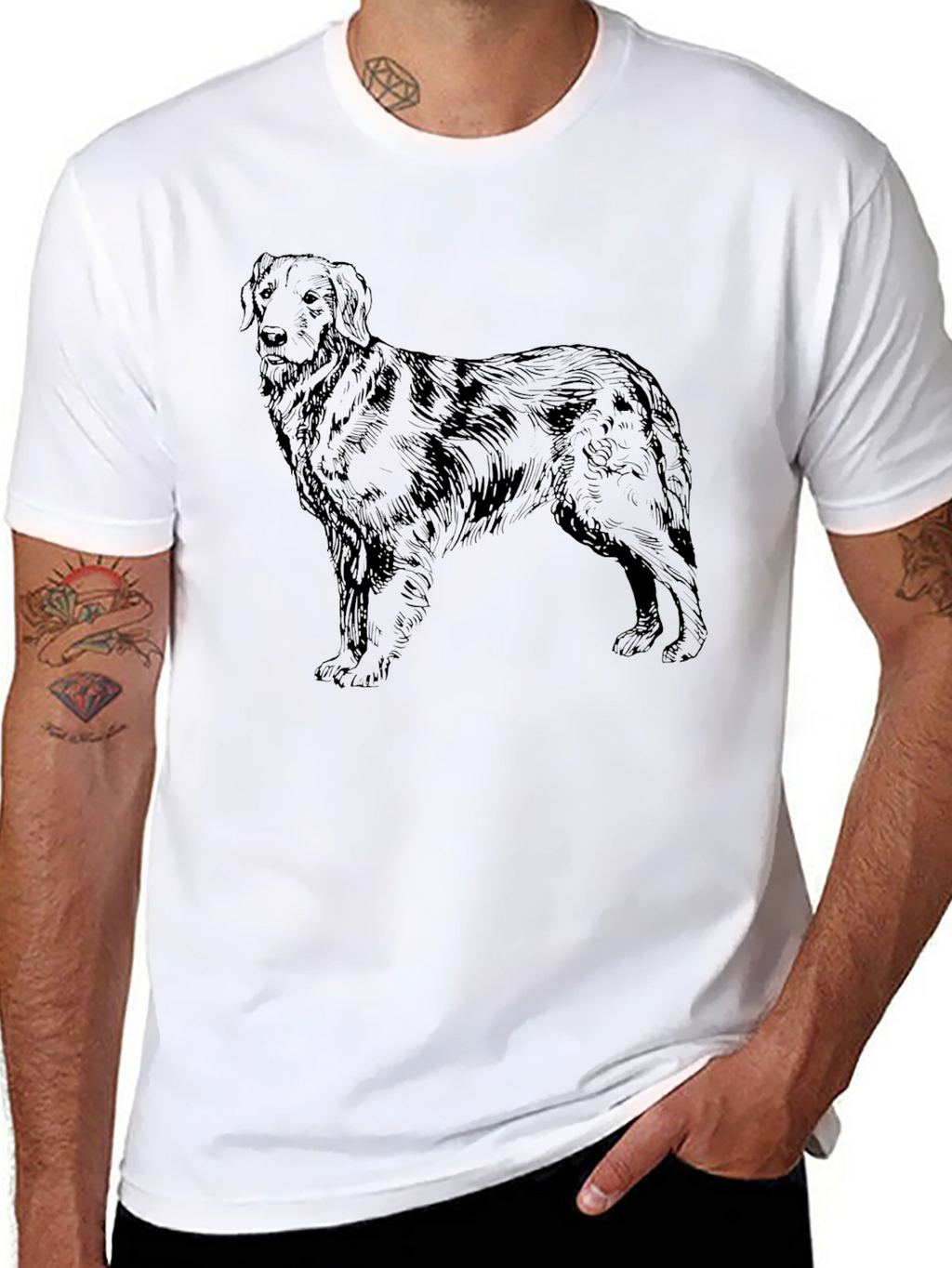 Black Dog Sketch Graphic Tee - Casual Style