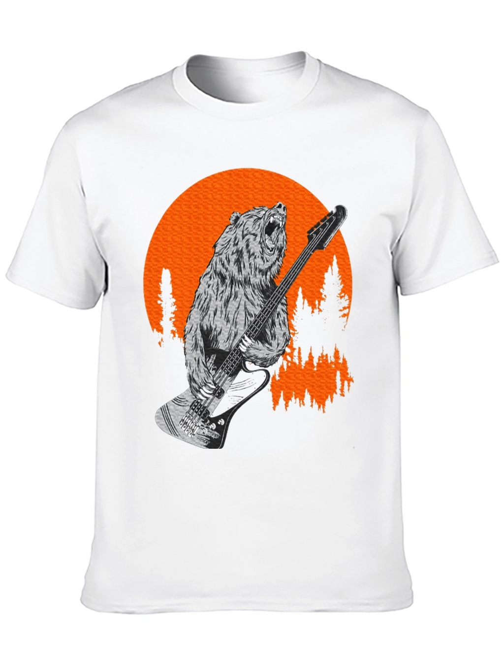 Bear Playing Bass T-Shirt - Black Tee