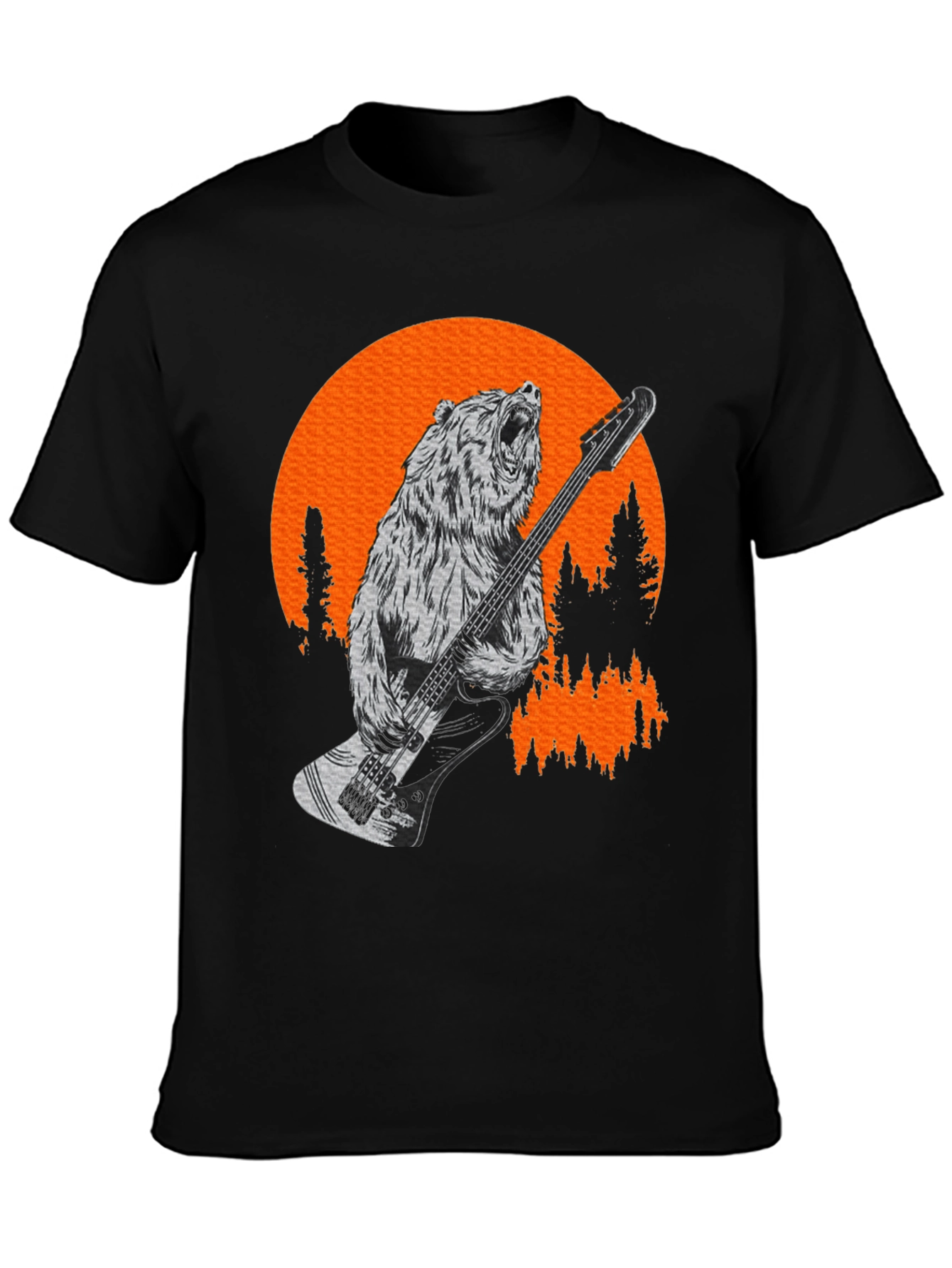 Bear Playing Bass T-Shirt - Black Tee