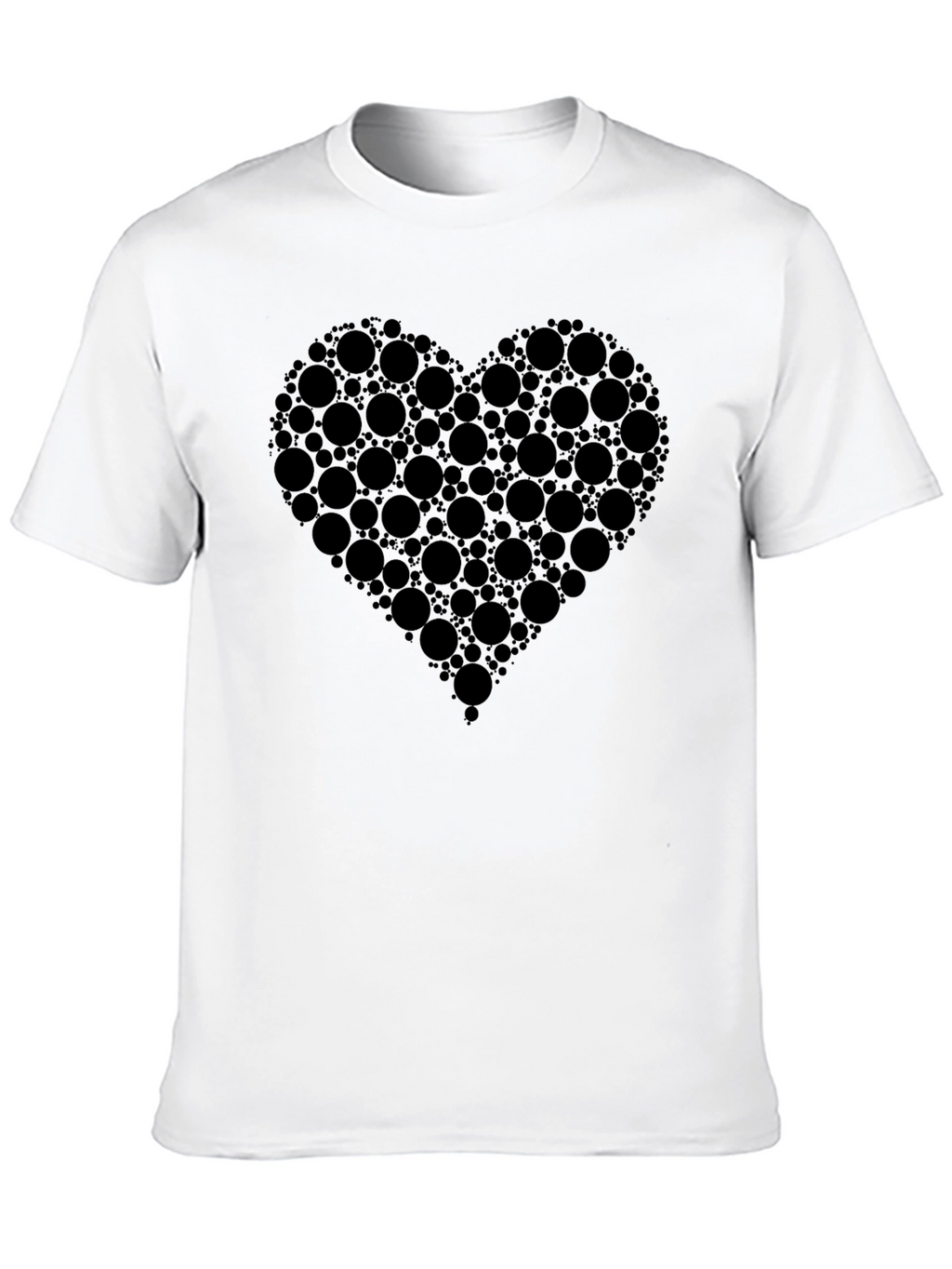 Heart Design Black Cotton T-Shirt
