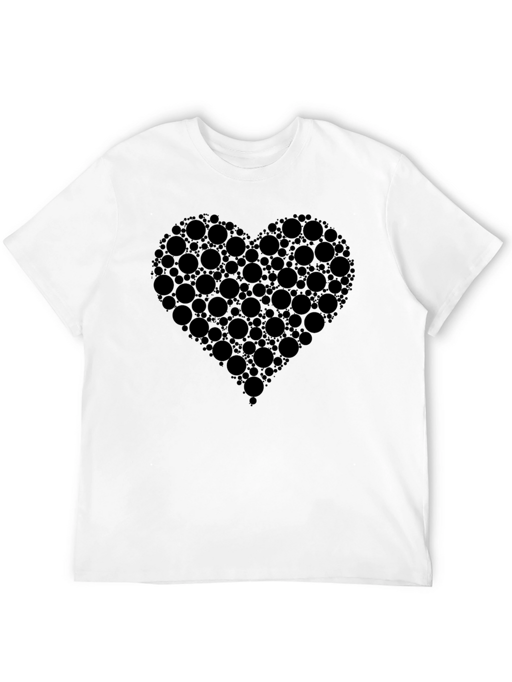 Heart Design Black Cotton T-Shirt