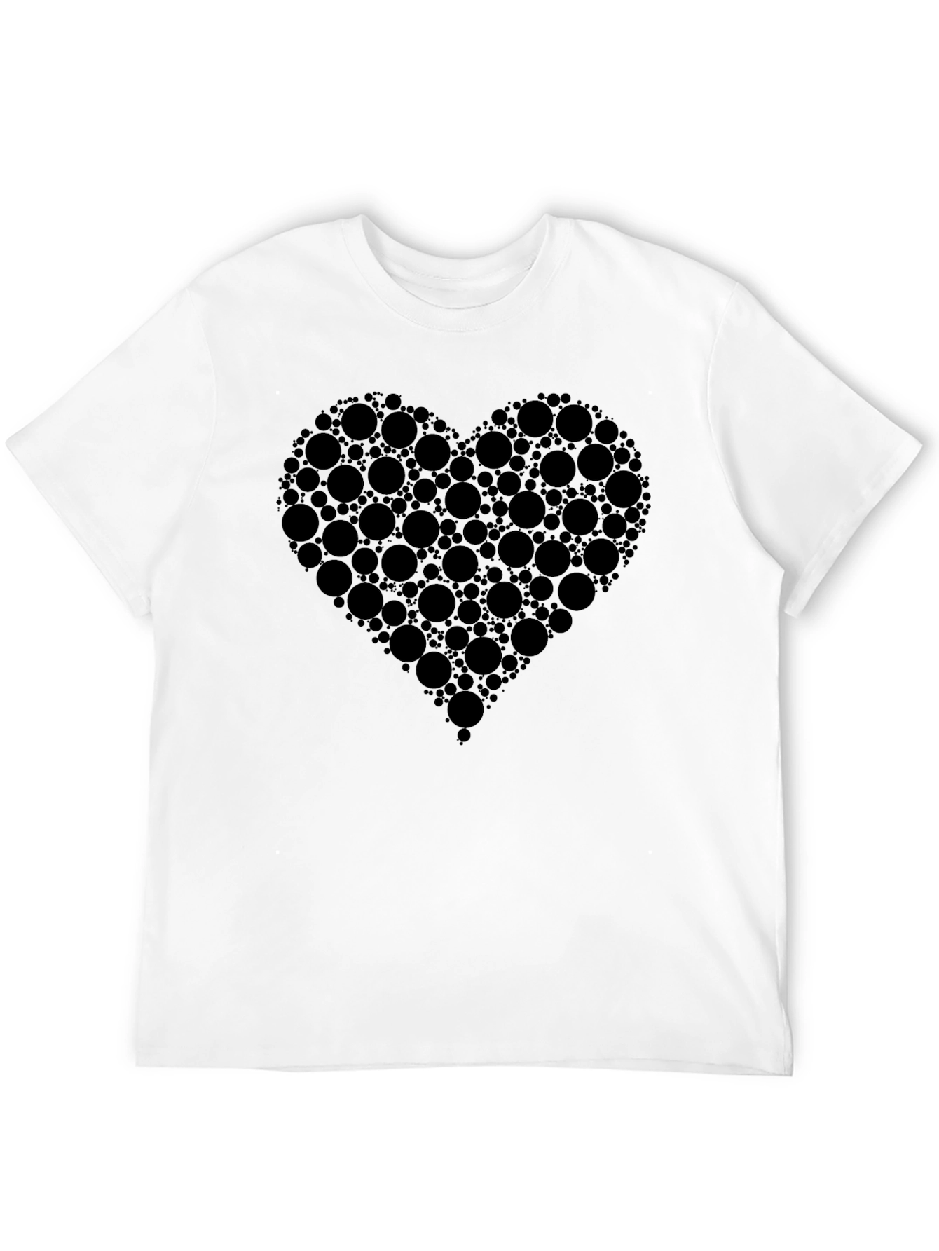 Heart Design Black Cotton T-Shirt