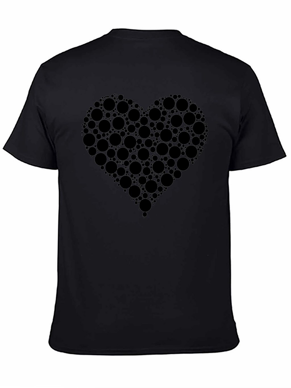Heart Design Black Cotton T-Shirt