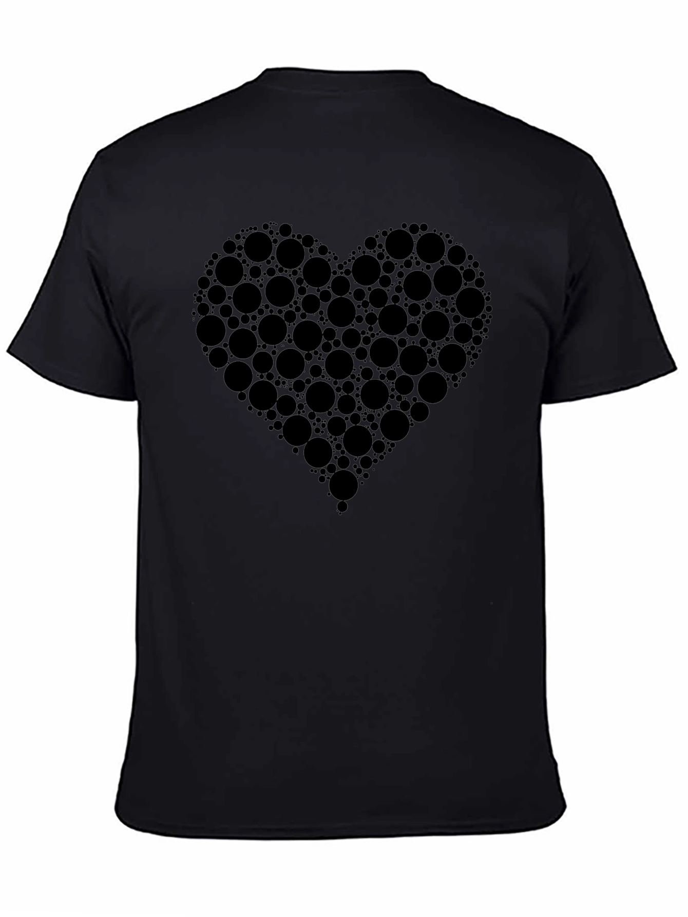 Heart Design Black Cotton T-Shirt