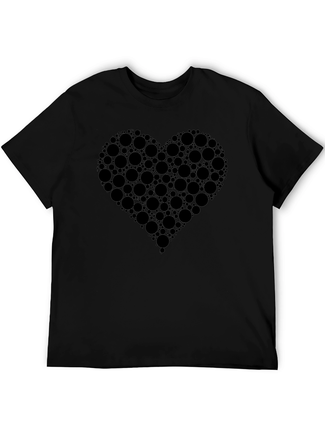 Heart Design Black Cotton T-Shirt