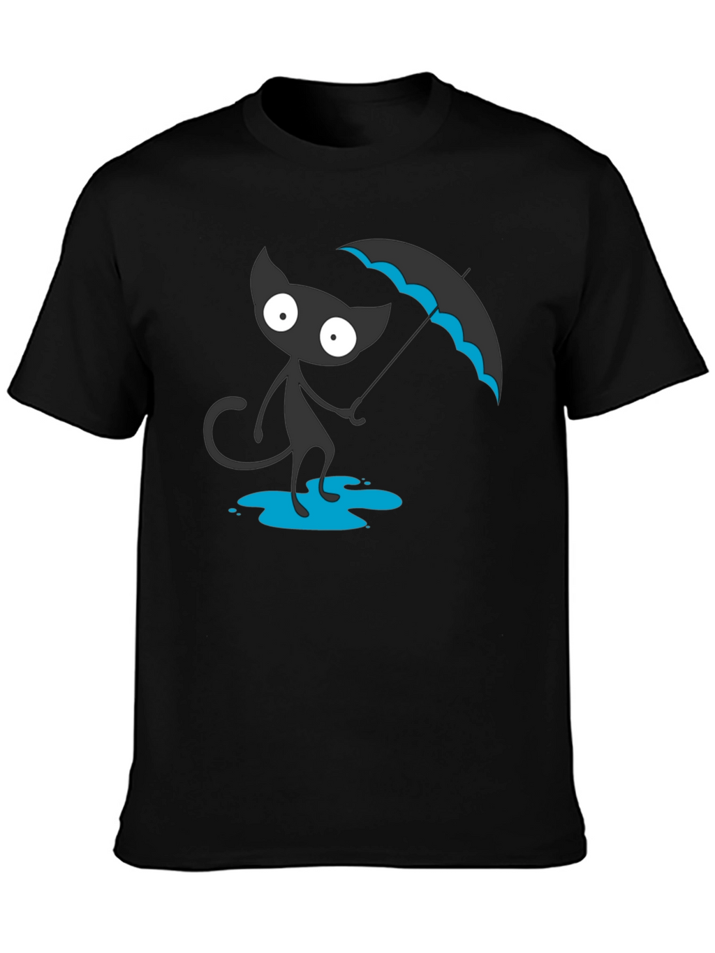 Black Cat with Umbrella Graphic Tee