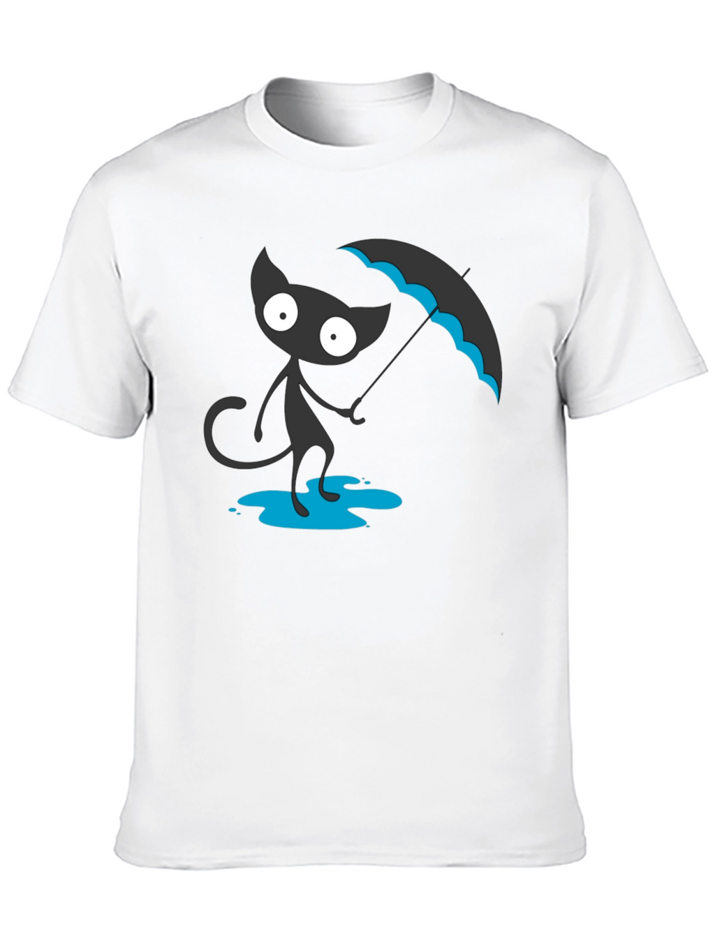 Black Cat with Umbrella Graphic Tee