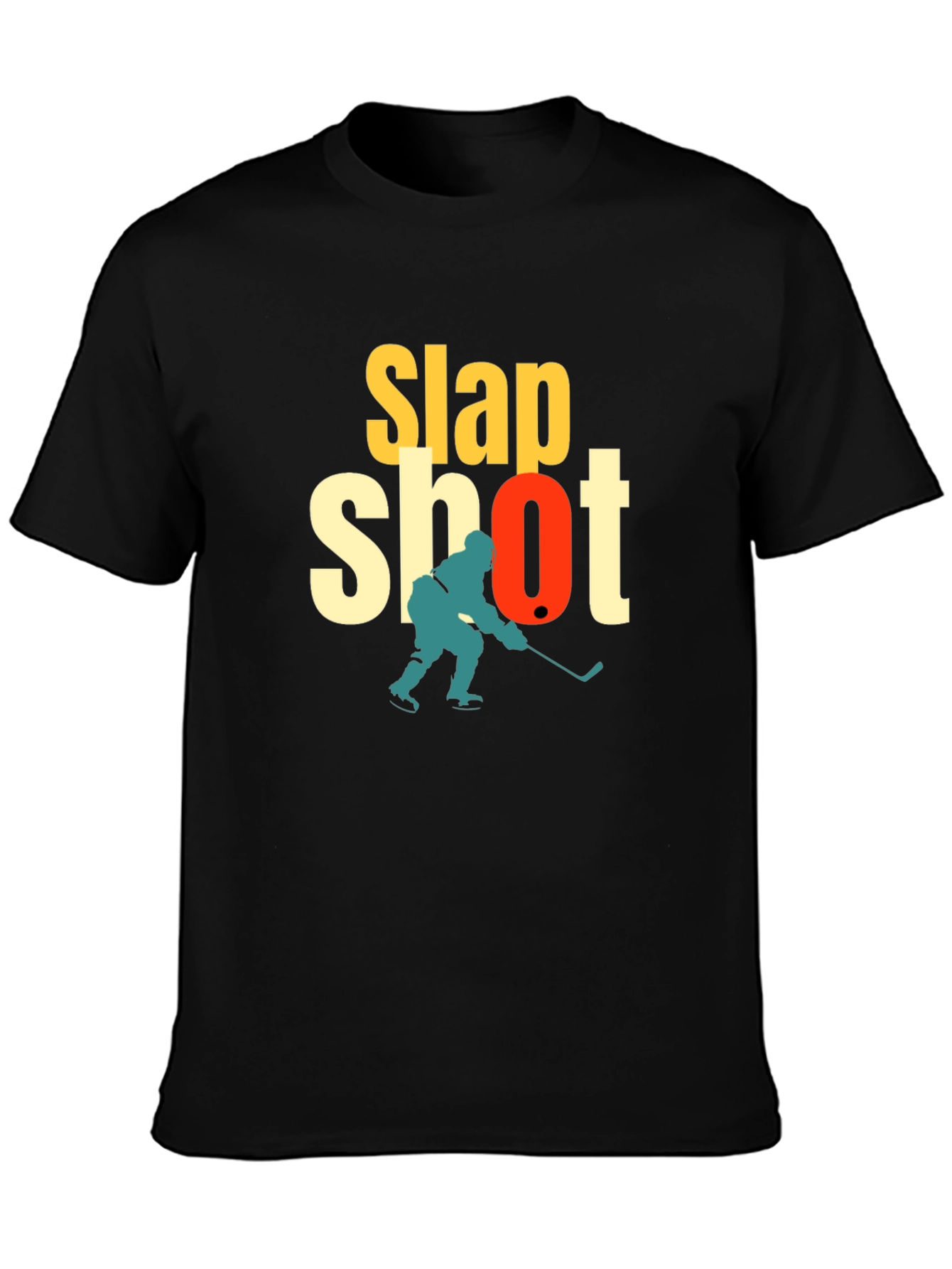 Slap Shot Hockey Graphic T-Shirt - Black