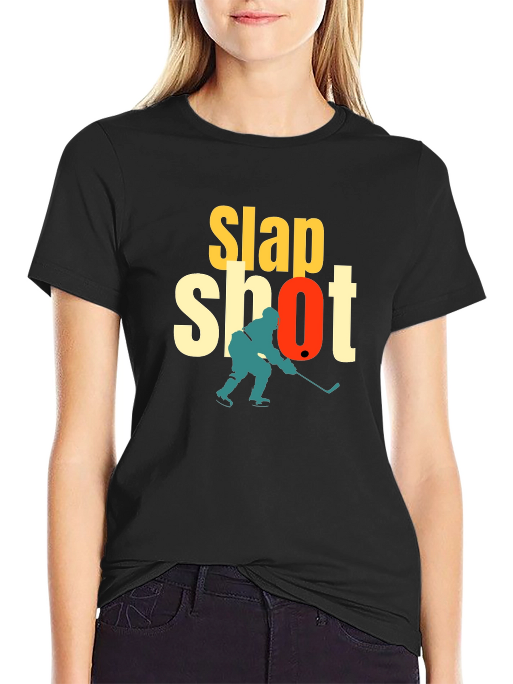 Slap Shot Hockey Graphic T-Shirt - Black