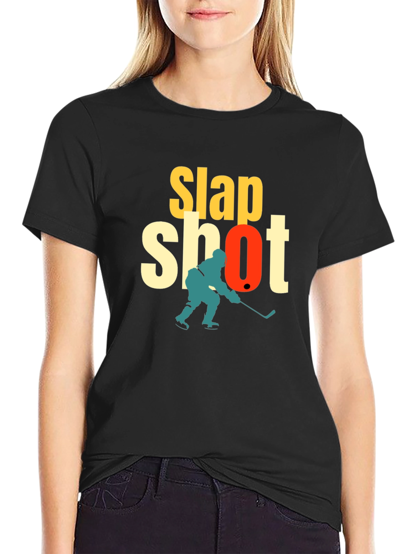 Slap Shot Hockey Graphic T-Shirt - Black