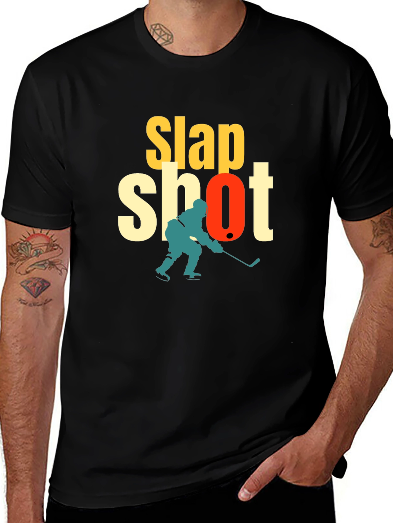 Slap Shot Hockey Graphic T-Shirt - Black