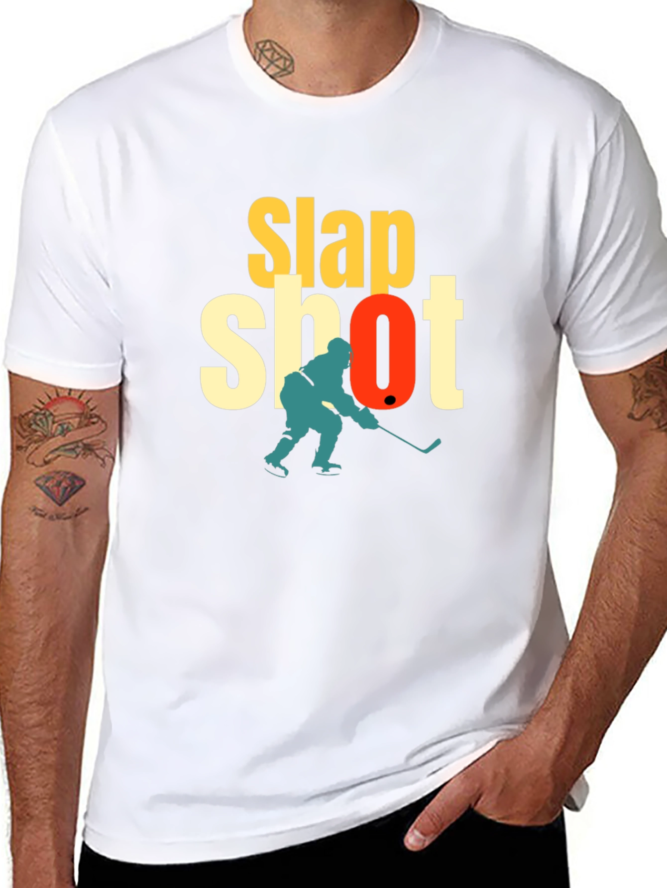 Slap Shot Hockey Graphic T-Shirt - Black