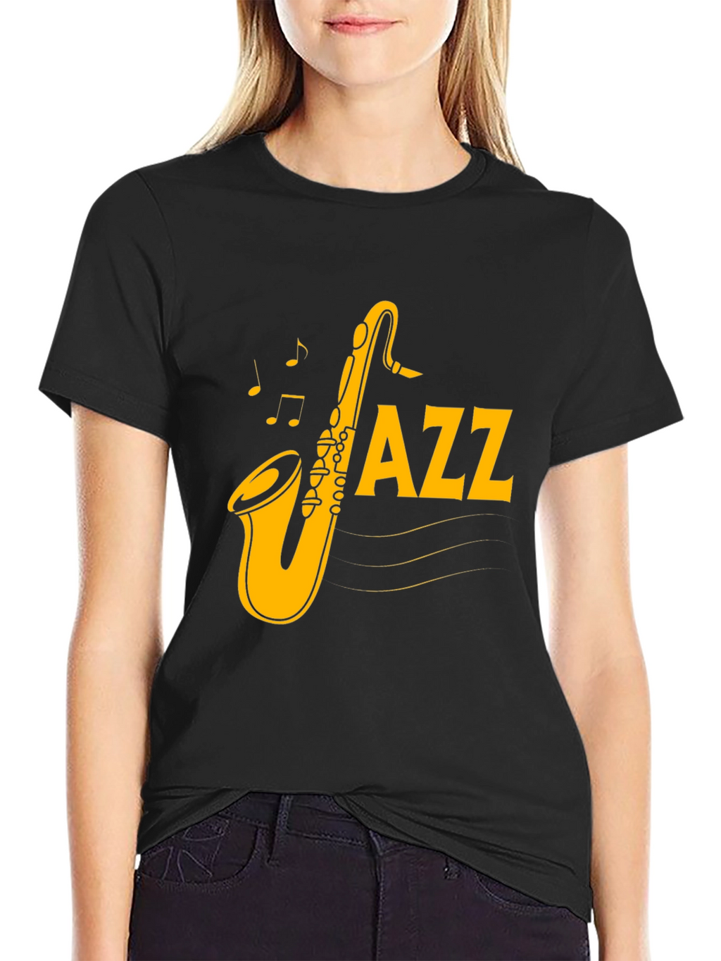 Jazz Saxophone Graphic Black T-Shirt
