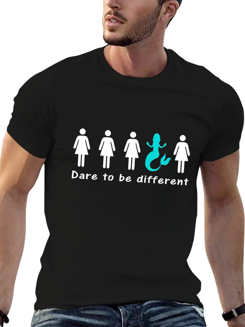 Dare to Be Different T-Shirt Mermaid Black Unisex